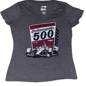 Indy Car Indianapolis 500 Gray Short Sleeve Graphic V-Neck T-Shirt Women’s Fit